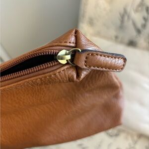 Altar’d State tote bag, pleather, tan color, black lining, zipper